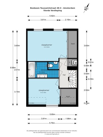 Floor plan - Bosboom Toussaintstraat 48-3, 1054 AT Amsterdam 